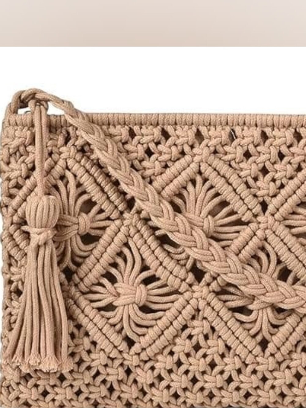 Woven HANDMADE Macramé Crossbody Bag in Beige